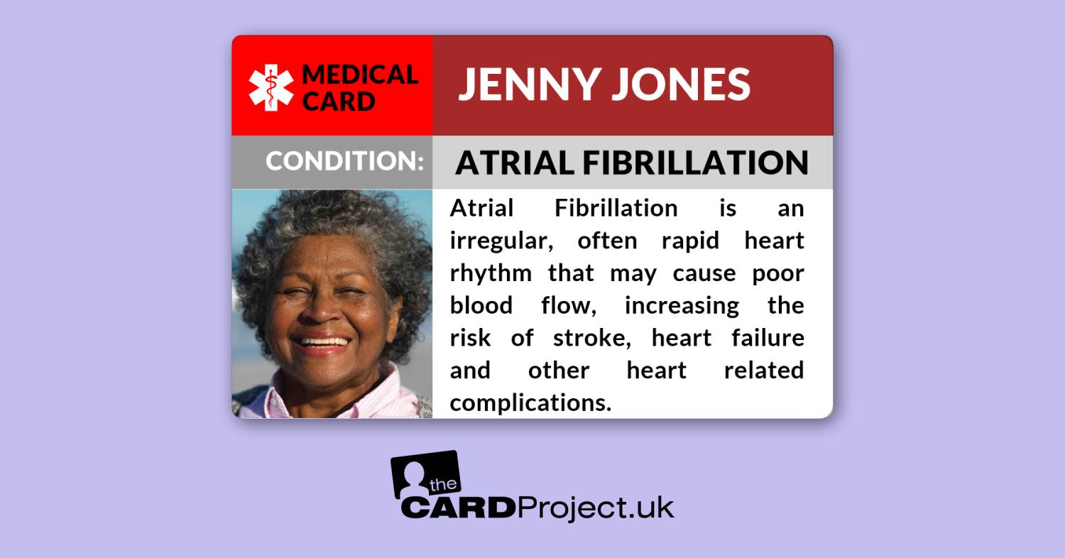 Atrial Fibrillation Photo Medical ID Card (FRONT)